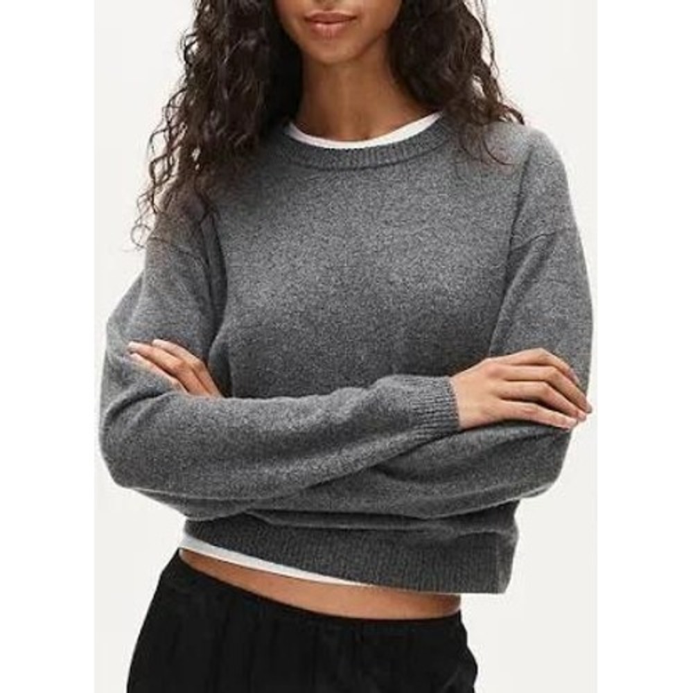 J.Crew Perfect Cashmere Crewneck Sweater Heather Gray Womens Medium‎ NEW CN259